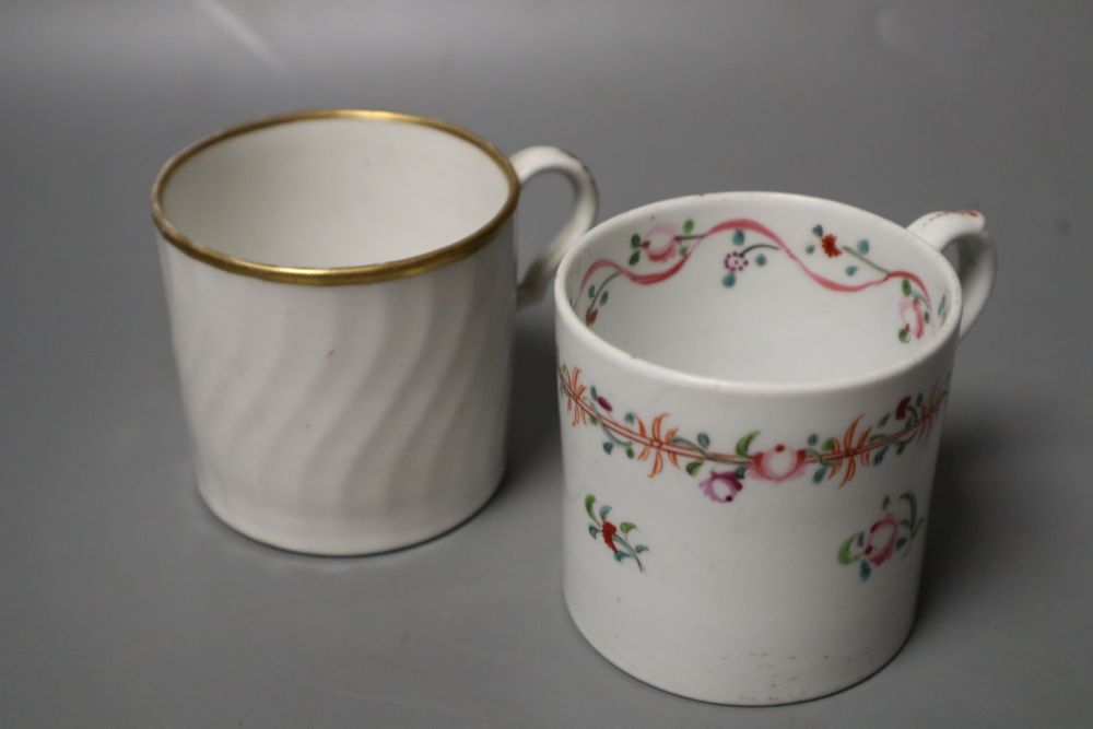 Six coffee cans including Miles Mason, New Hall and Spode, 6cm